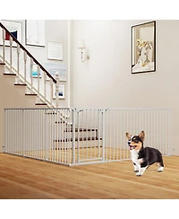 Hongge Extra Wide 6-Panel Pet Safety Gate Fits 34.5 to 154 in Openings with Auto-Close Door