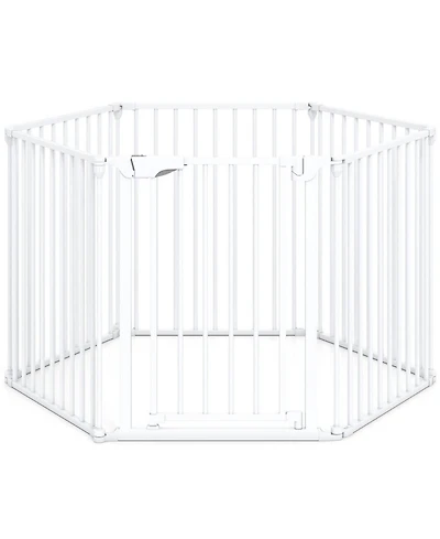 Hongge Extra Wide 6-Panel Pet Safety Gate Fits 34.5 to 154 in Openings with Auto-Close Door