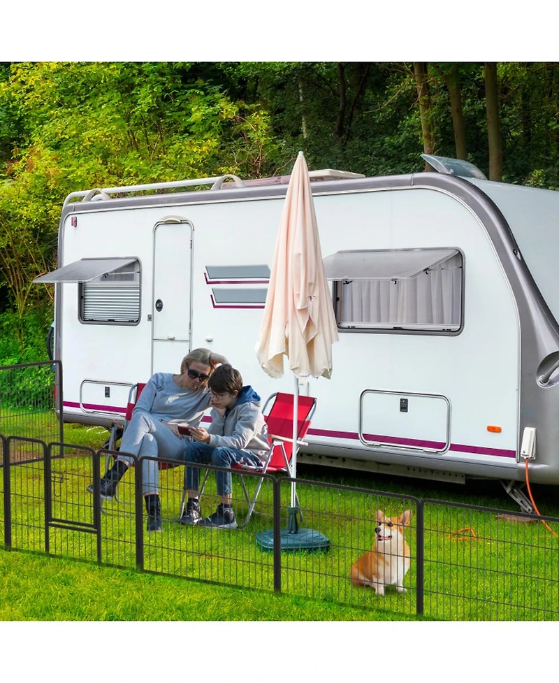Hongge 16-Panel Metal Dog Playpen 24 in with Lockable Door and Customizable Configurations