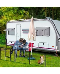 Hongge 16-Panel Metal Dog Playpen 24 in with Lockable Door and Customizable Configurations