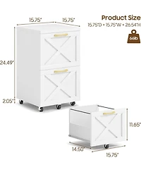 Vabches 2 Drawer Small File Cabinet with Wheels, Farmhouse Vertical Filing Cabinet Fits A4/Letter