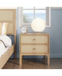 Max & Lily Elio/Rattan 2 Drawer Nightstand