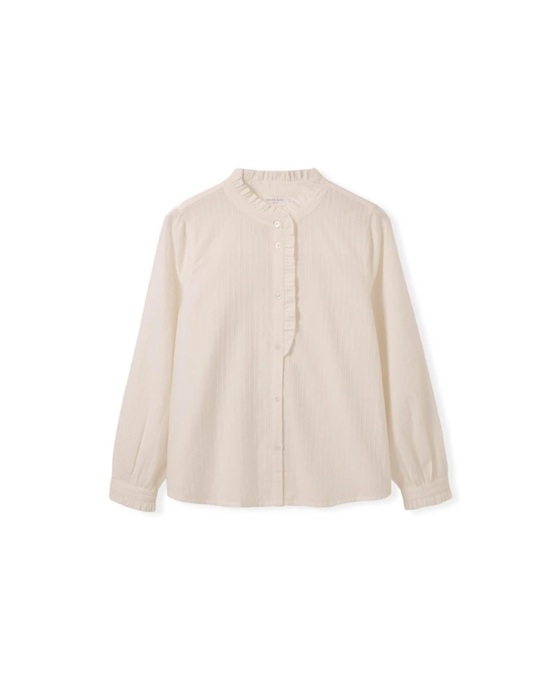 Celtic & Co. Women's Textured Cotton Shirt With Frill Collar
