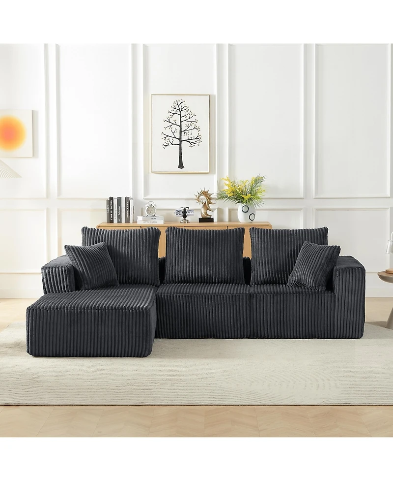 Sailvan Modular Sectional Sofa, Modern Corduroy Cloud Couch with 4 Deep Seat, No Assembly