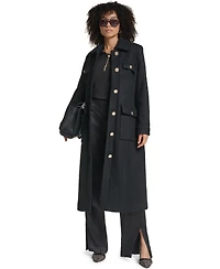 Karl Lagerfeld Paris Women's Button Front Contrast Coat