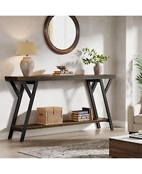 Tribesigns 70.9" Narrow Console Table: Industrial sofa table with 2-tier shelf for hallway, living room, entrance, foyer.