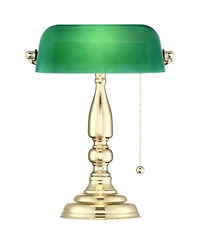360 Lighting Hammond 14" High Small Traditional Bankers Desk Lamps Set of 2 Polished Brass Plated Finish Metal Home Office