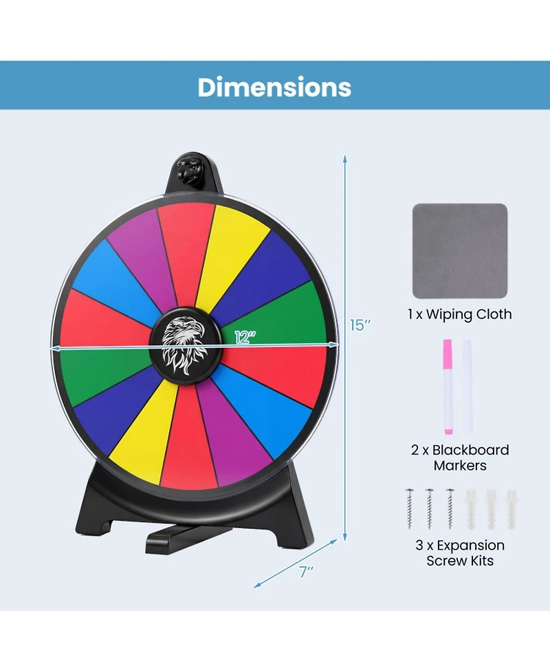 Hongge 14-Slot Rewritable Blackboard Spinning Prize Wheel, Ages 3+