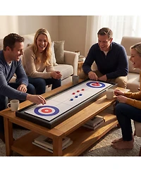 Hongge Shuffleboard and Curling 2-in-1 Tabletop Board Game with 8 Rolling Pucks Ages 6+