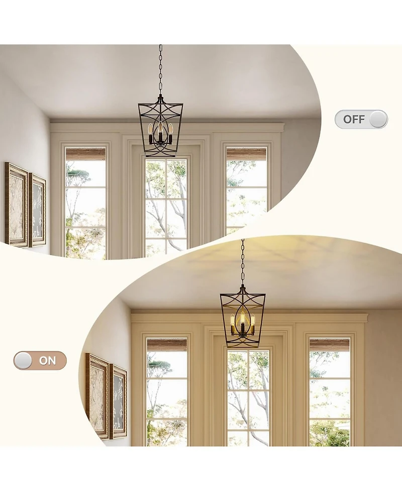 Tribesigns 4-Light Farmhouse Chandelier, Rustic Metal Cage Adjustable Industrial Hanging Pendant Light Ceiling Fixture