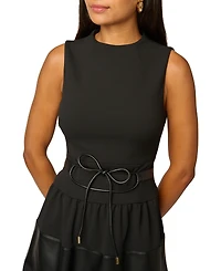 Adrianna Papell Women's Crepe and Faux Leather Dress