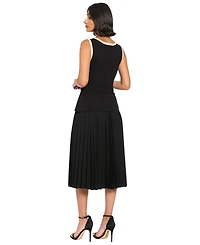 London Times Women's Colorblock A-Line Pleated Midi Dress