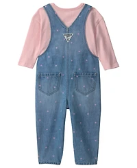 Osh Kosh Baby Girls' Sleeveless Heart Denim Jumper and T-Shirt, 2-Piece Set