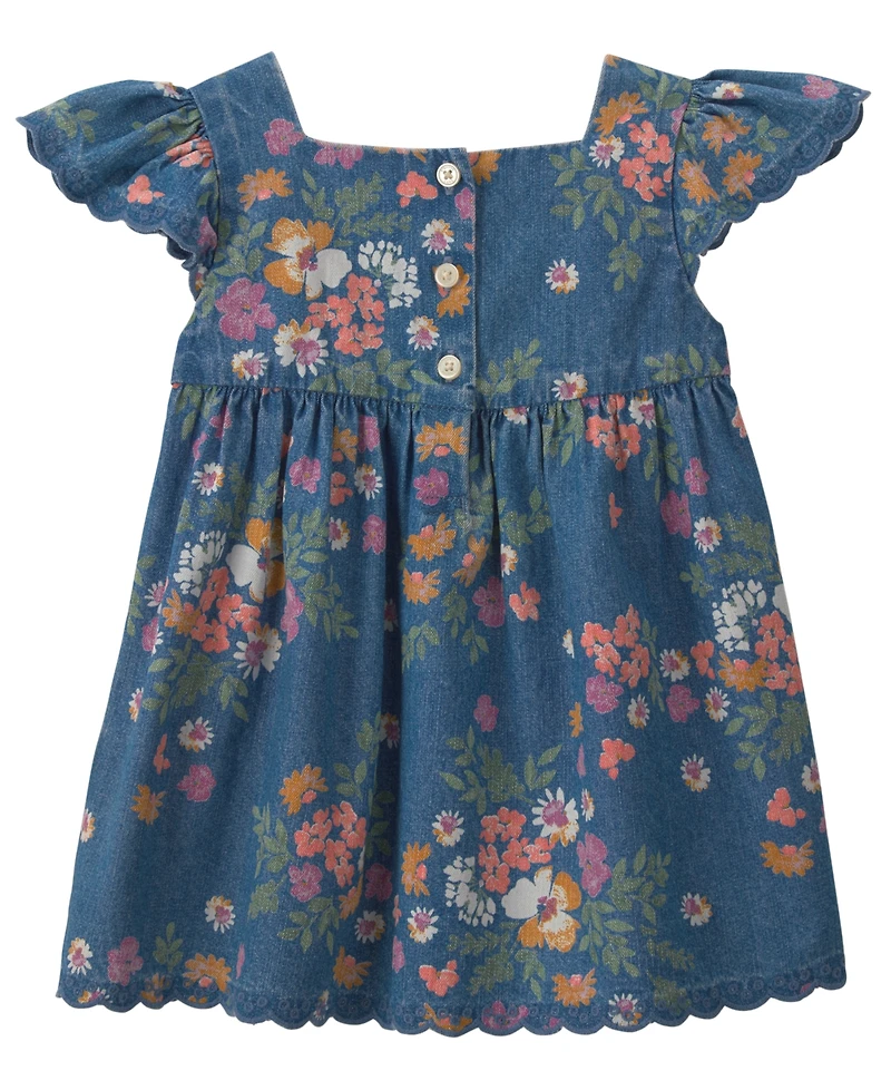Osh Kosh Baby Girls' Floral Denim Short-Sleeve Dress and Bloomers, 2-Piece Set