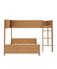 Streamdale Furniture Full Xl over Full Xl Wooden Bunk Bed with Storage, Ladder