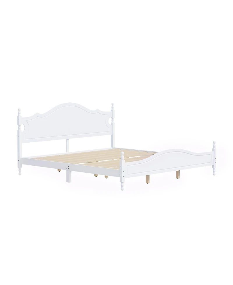 Streamdale Furniture Retro Wooden King Platform Bed Frame with Headboard