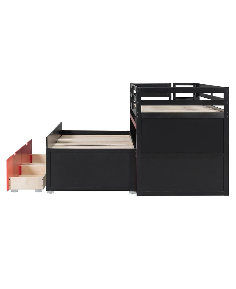 Streamdale Furniture Twin Xl Loft Bed with Desk, Trundle, Storage Steps