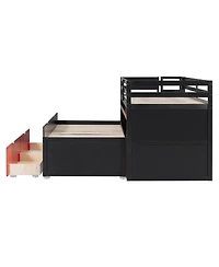 Streamdale Furniture Twin Xl Loft Bed with Desk, Trundle, Storage Steps
