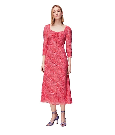 Whistles Women's Diagonal Leopard Midi Dress