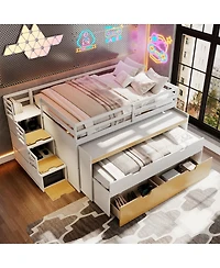 Streamdale Furniture Full Xl Loft Bed with Desk, Trundle, Storage Drawers, and Steps