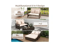 Boyel Living Patio Adjustable Wicker Daybed with 4-Level Backrest and Soft Cushions