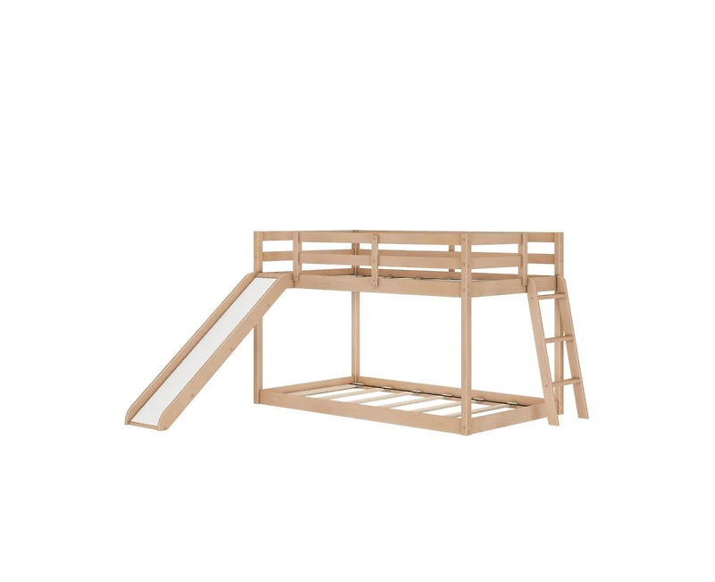 Grain & Grove Bear Plywood Twin/Twin Low Bunk With Slide