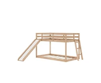 Grain & Grove Bear Plywood Twin/Twin Low Bunk With Slide