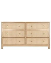 Max and Lily Elio/Rattan 6 Drawer Dresser