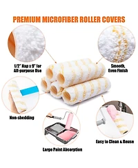 Xdovet 6houset Roller Kit 9 Inch Extendable Frame 5 Covers 1/2" Nap 18"-36" Walls Ceilings Floor