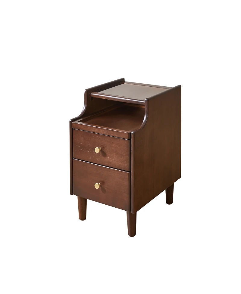 Streamdale Furniture Solid Wood 2-Drawer Nightstand with Pull-Out Tray