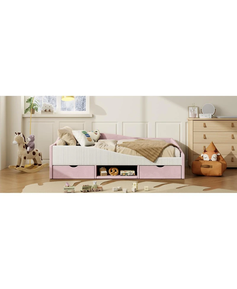 Streamdale Furniture Upholstered Daybed Frame with 2 Storage Drawers