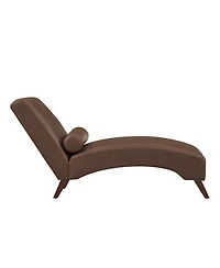 Streamdale Furniture Mid-Century Modern Tech Fabric Chaise Lounge with Bolster Pillow