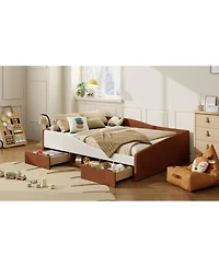 Streamdale Furniture Upholstered Daybed Frame with 2 Storage Drawers