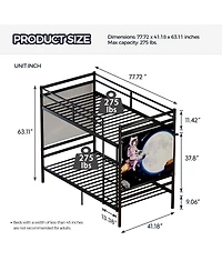 Streamdale Furniture Twin Over Twin Metal Bunk Bed with Ladder and Guardrails