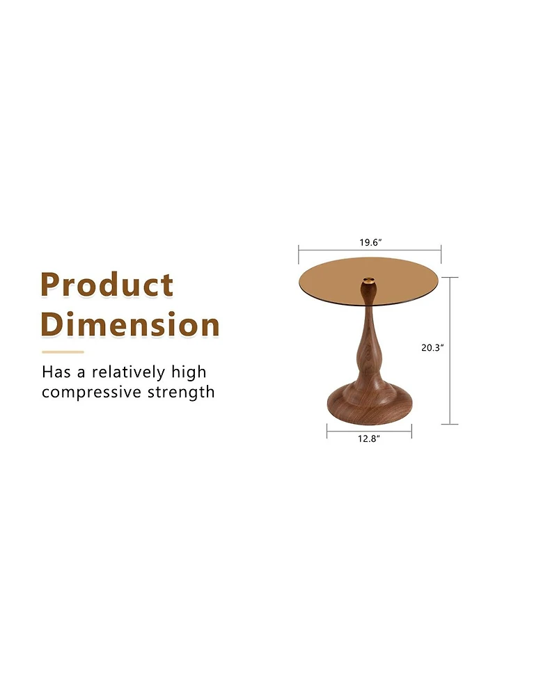 Streamdale Furniture 19.6" Round Glass Side Table with Metal Frame