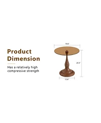 Streamdale Furniture 19.6" Round Glass Side Table with Metal Frame
