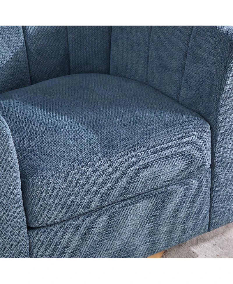Streamdale Furniture Upholstered Chenille Swivel Barrel Chair with Solid Wood Base