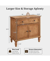 Streamdale Furniture Farmhouse Nightstand with Charging Station, Drawer, and Storage Cabinet