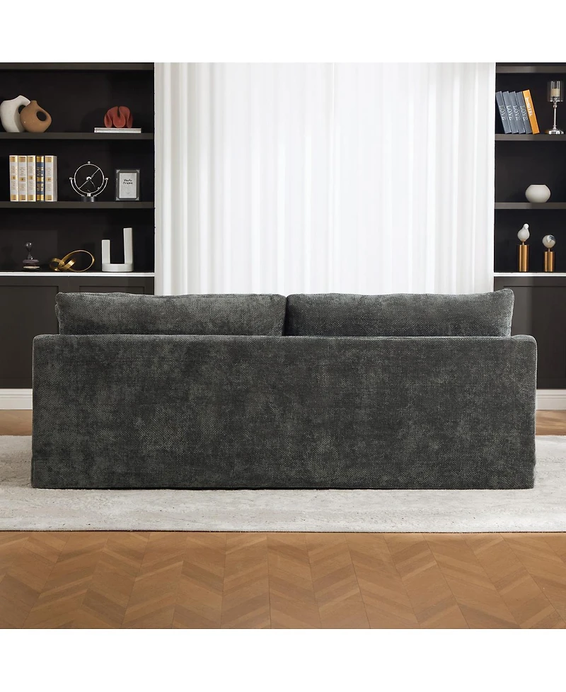 Streamdale Furniture 86.6" Extra-Large Double-Seater Chenille Sofa with Two Ottomans