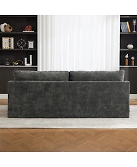 Streamdale Furniture 86.6" Extra-Large Double-Seater Chenille Sofa with Two Ottomans