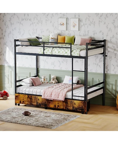 Streamdale Furniture Heavy Duty Metal Bunk Bed with Drawers and Safety Guardrails