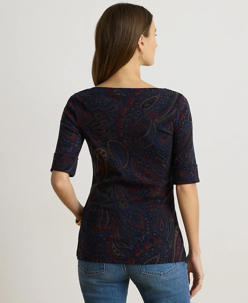 Lauren Ralph Petite Stretch Boat Neck T-Shirt