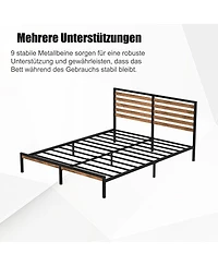 Streamdale Furniture Full Size Metal Platform Bed Frame with Wood Headboard and Under Bed Storage