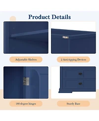 Streamdale Furniture Traditional 63.3" Freestanding Kitchen Pantry Cabinet with Hutch
