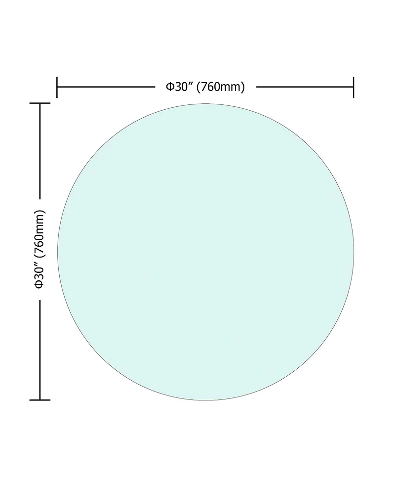 Streamdale Furniture 30" Round Tempered Glass Table Top, 1/4" Thick, Flat Polished Edge