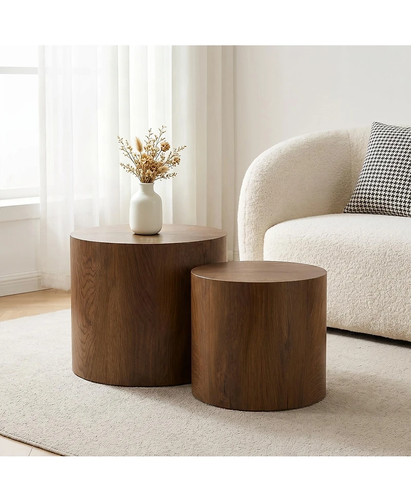 Streamdale Furniture 2-Piece Modern Round Nesting Coffee Table Set