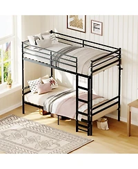 Streamdale Furniture Over Twin Metal Bunk Bed with Flat Ladder
