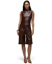 Hudson Jeans Women's Mock Neck Leather Top