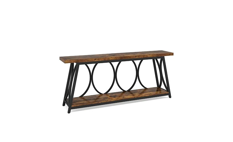 Slickblue 70.9" Industrial Console Table with 2-Tier Shelves