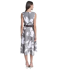 Calvin Klein Women's Square Neck Self-Belt Midi Dress